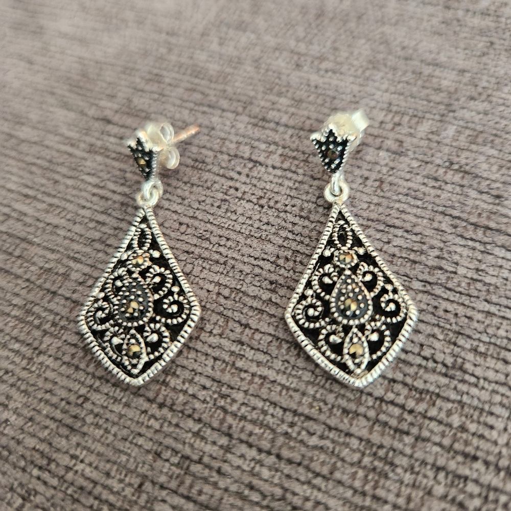 Silver plated marqueset earrings from Macys.